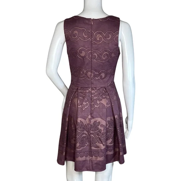 Altar'd State Dress Womens Small Purple Plum Scroll Print‎ Fit & Flare Feminine - Picture 4 of 9